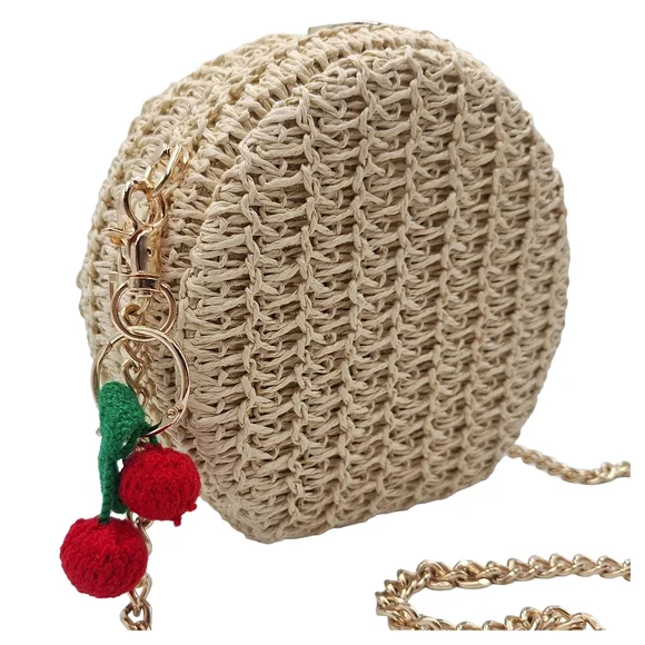 Haute Hippie Natural Raffia Round Crossbody Bag - Picture 2 of 13